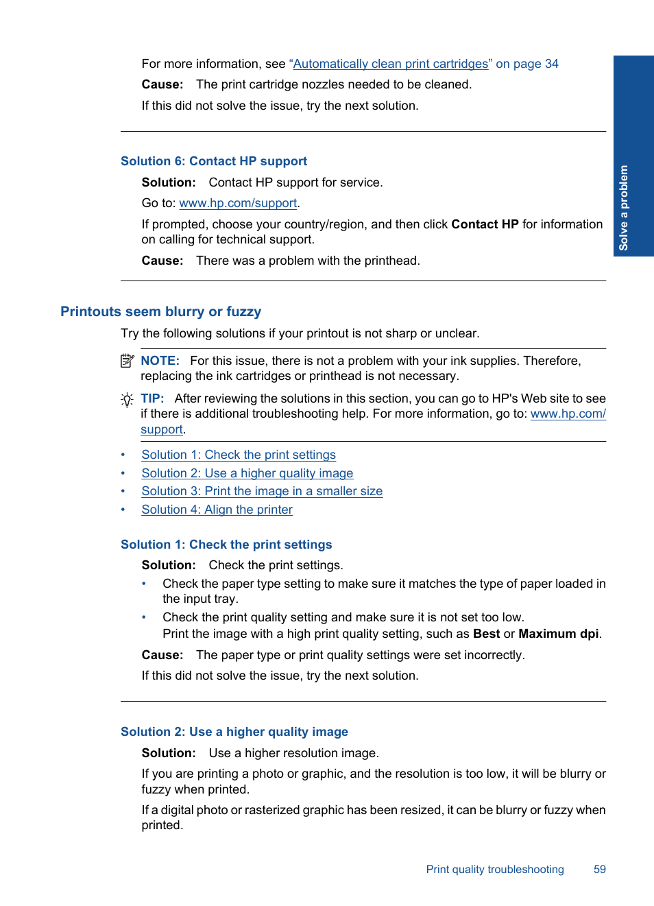 Printouts seem blurry or fuzzy, Solution 6: contact hp support | HP Officejet 4400 All-in-One Printer - K410a User Manual | Page 61 / 106