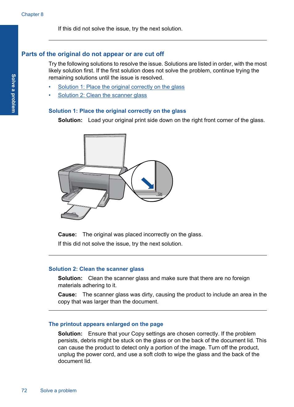 Parts of the original do not appear or are cut off | HP Officejet 4400 All-in-One Printer - K410a User Manual | Page 74 / 106
