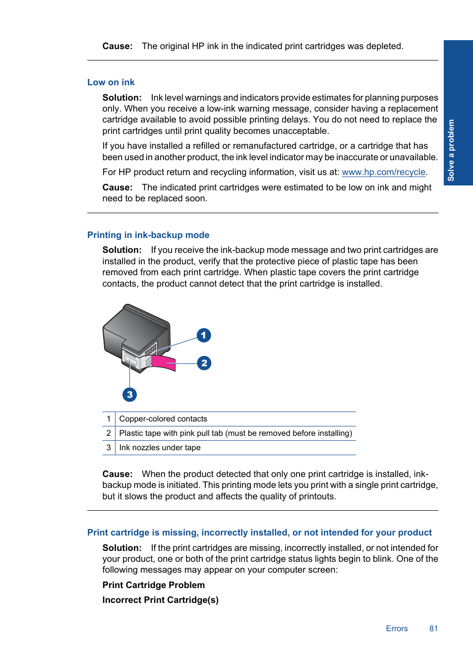 Low on ink, Printing in ink-backup mode | HP Officejet 4400 All-in-One Printer - K410a User Manual | Page 83 / 106