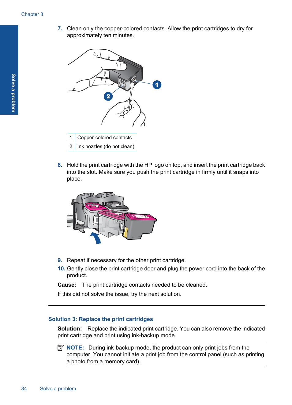 Solution 3: replace the print cartridges | HP Officejet 4400 All-in-One Printer - K410a User Manual | Page 86 / 106