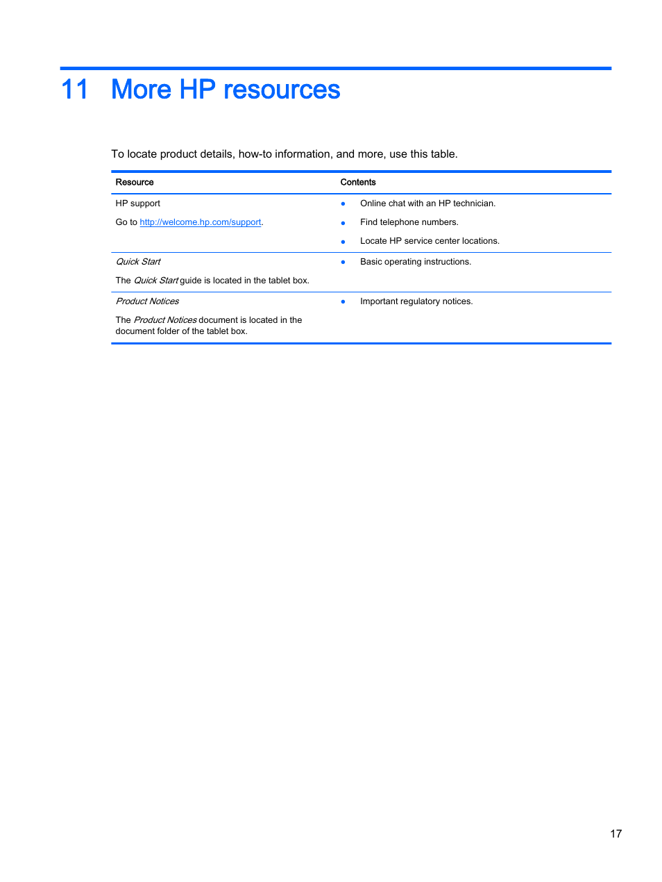 More hp resources, 11 more hp resources | HP Slate 8 Pro-Business-Tablet User Manual | Page 21 / 22