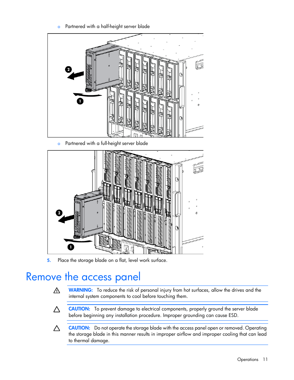 Remove the access panel | HP D2200sb Storage Blade User Manual | Page 11 / 49