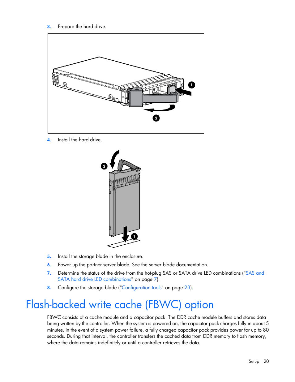 Flash-backed write cache (fbwc) option | HP D2200sb Storage Blade User Manual | Page 20 / 49