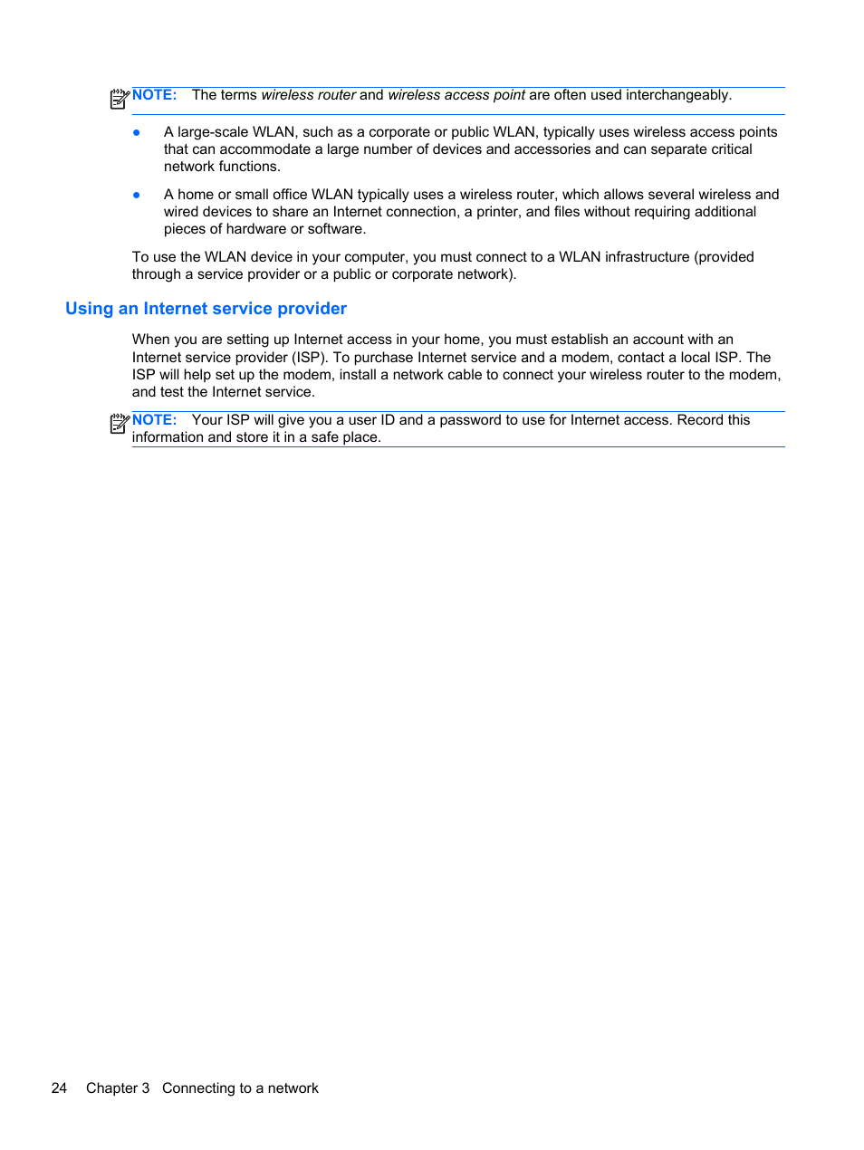 Using an internet service provider | HP Pavilion 13z-p100 CTO x2 PC User Manual | Page 34 / 81