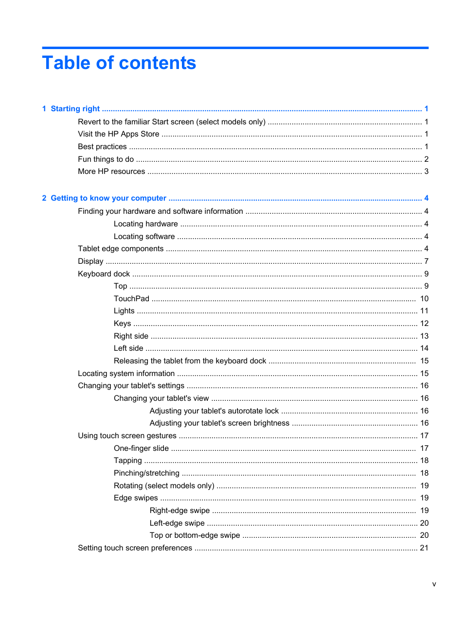 HP Pavilion 13z-p100 CTO x2 PC User Manual | Page 5 / 81