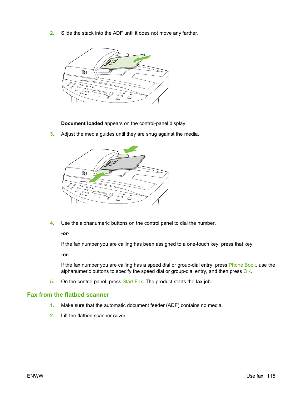 Fax from the flatbed scanner | HP LaserJet M1522 Multifunction Printer series User Manual | Page 127 / 254