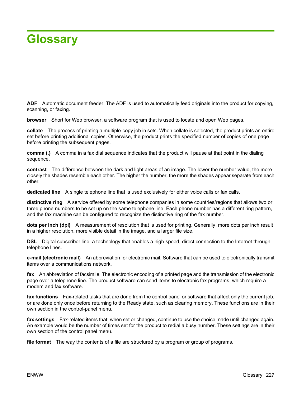 Glossary | HP LaserJet M1522 Multifunction Printer series User Manual | Page 239 / 254