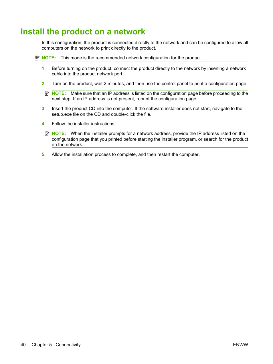 Install the product on a network | HP LaserJet M1522 Multifunction Printer series User Manual | Page 52 / 254