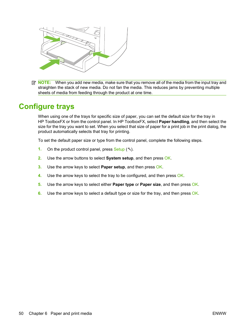 Configure trays | HP LaserJet M1522 Multifunction Printer series User Manual | Page 62 / 254