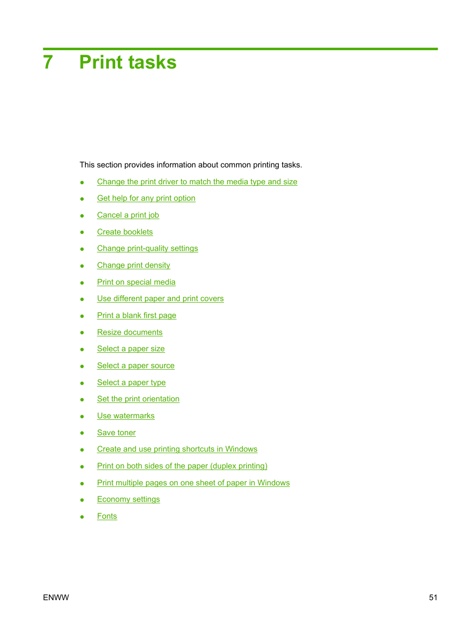 Print tasks, 7 print tasks, 7print tasks | HP LaserJet M1522 Multifunction Printer series User Manual | Page 63 / 254