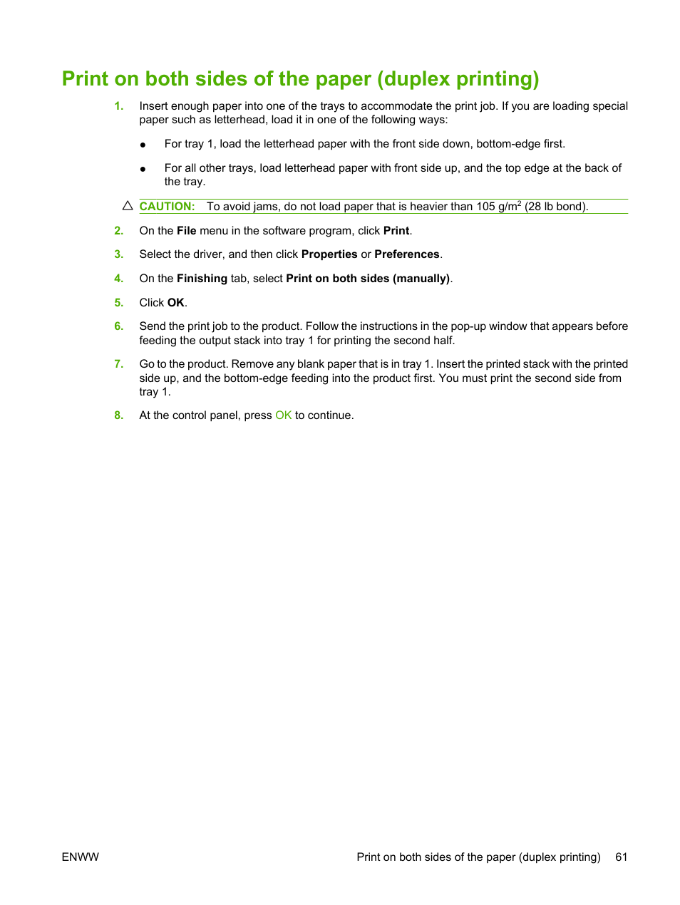Print on both sides of the paper (duplex printing) | HP LaserJet M1522 Multifunction Printer series User Manual | Page 73 / 254