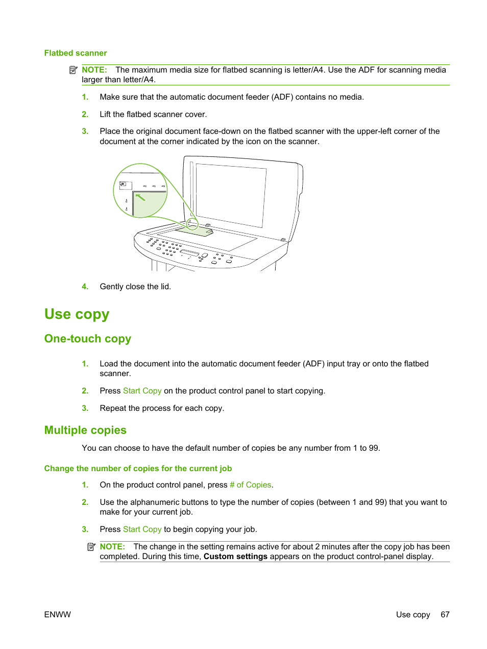 Use copy, One-touch copy, Multiple copies | One-touch copy multiple copies | HP LaserJet M1522 Multifunction Printer series User Manual | Page 79 / 254