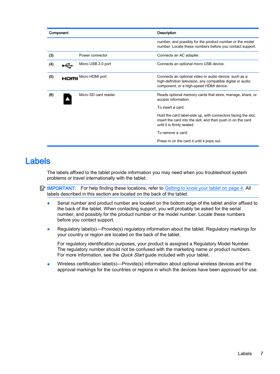 Labels | HP Pro Tablet 610 G1 PC User Manual | Page 15 / 48