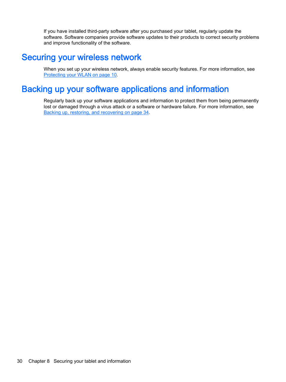 Securing your wireless network | HP Pro Tablet 610 G1 PC User Manual | Page 38 / 48