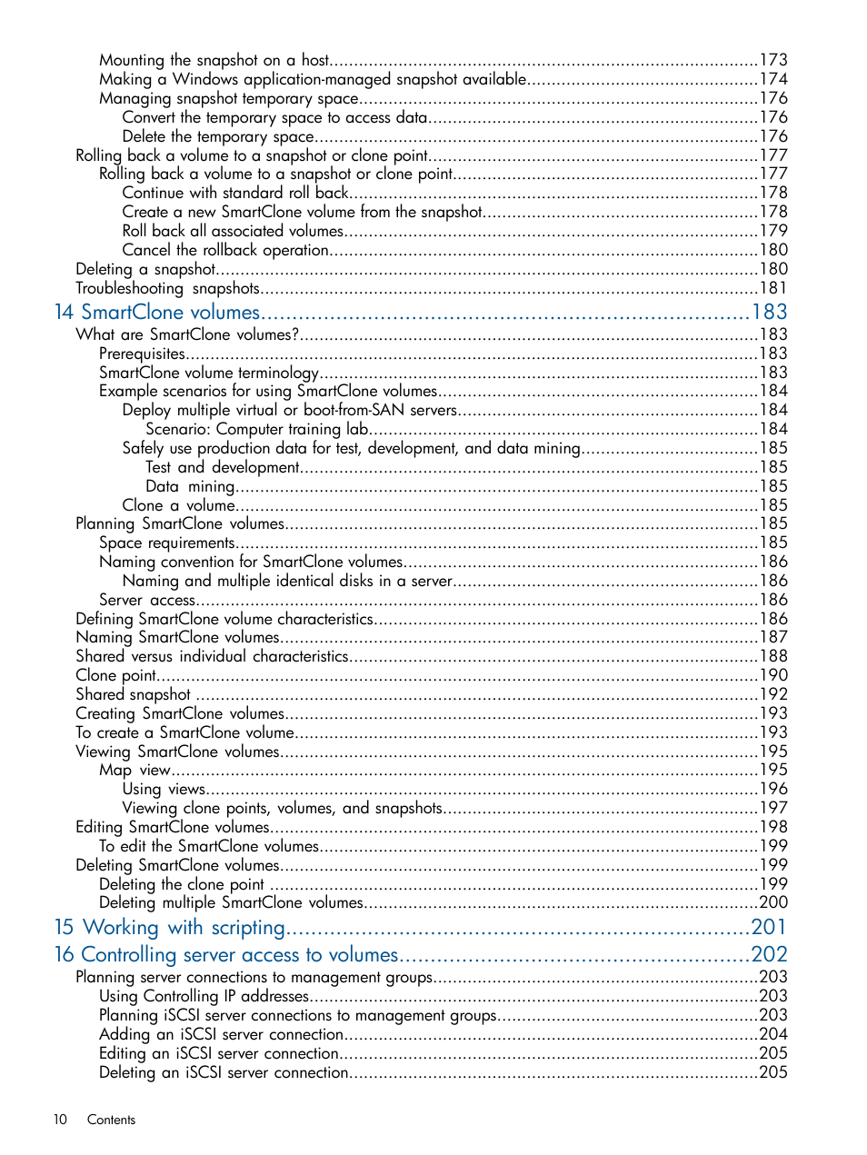 14 smartclone volumes | HP StoreVirtual 4000 Storage User Manual | Page 10 / 288