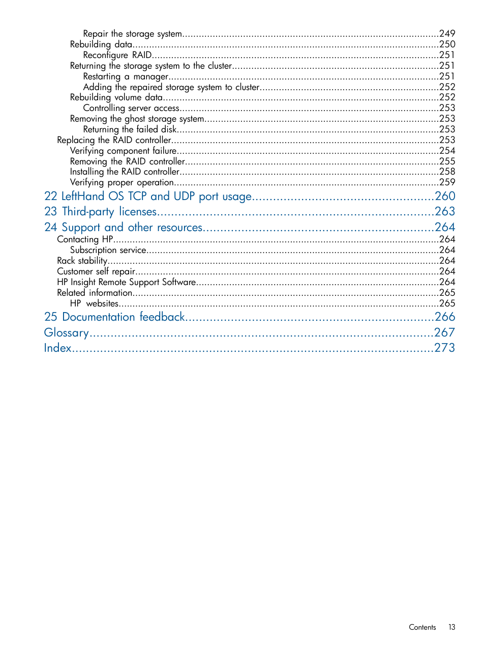 25 documentation feedback glossary index | HP StoreVirtual 4000 Storage User Manual | Page 13 / 288