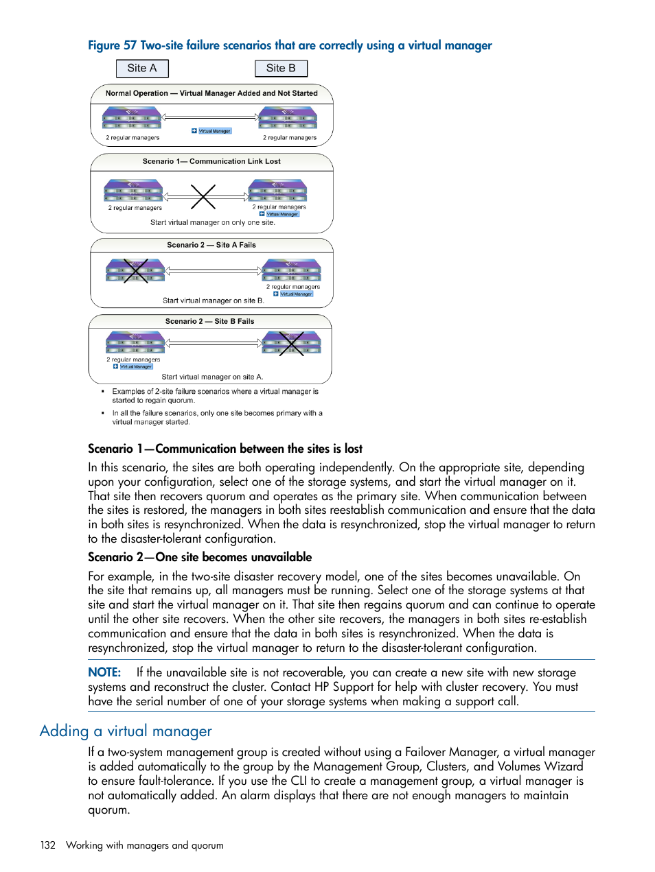 Adding a virtual manager | HP StoreVirtual 4000 Storage User Manual | Page 132 / 288