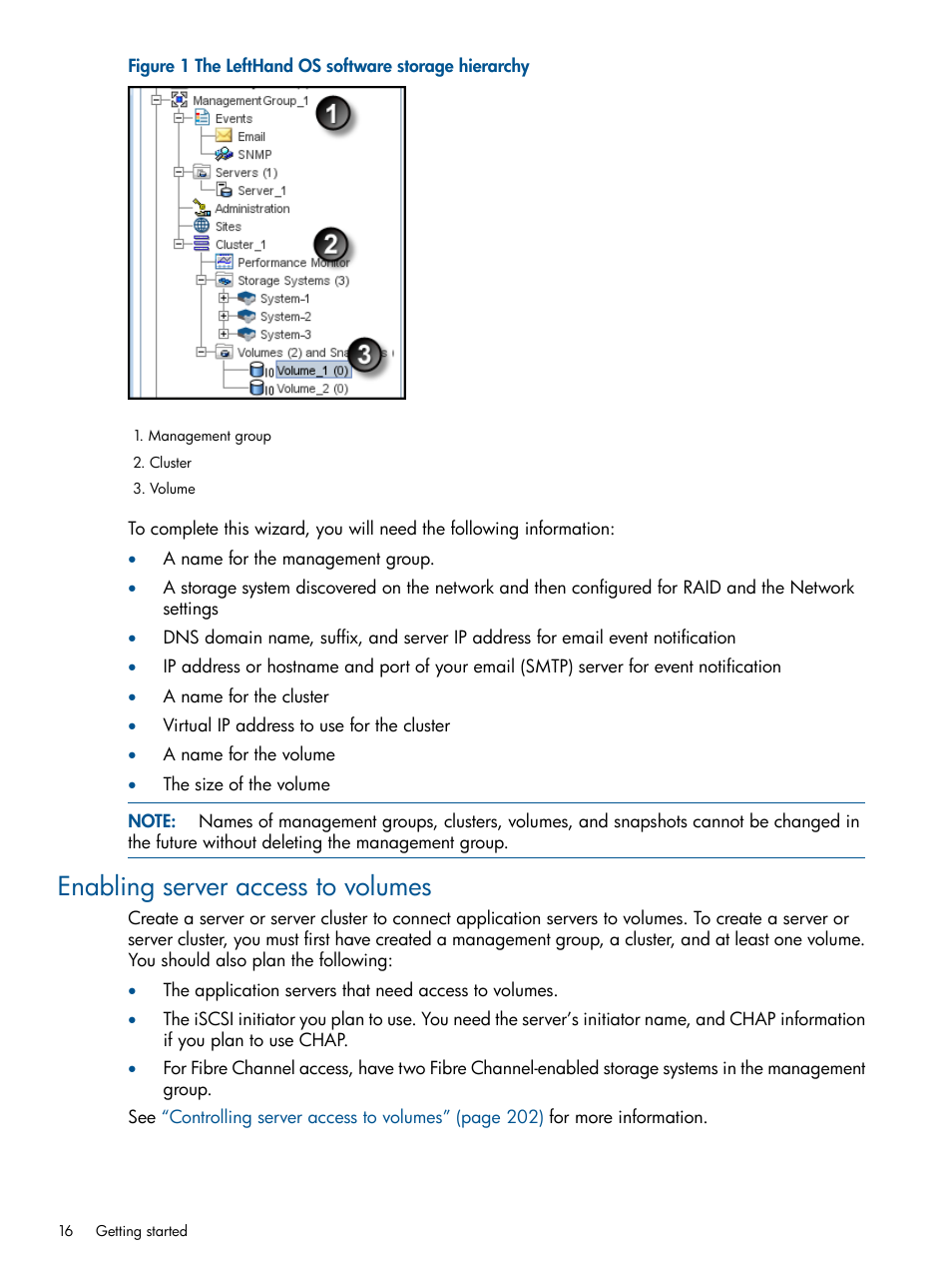 Enabling server access to volumes | HP StoreVirtual 4000 Storage User Manual | Page 16 / 288