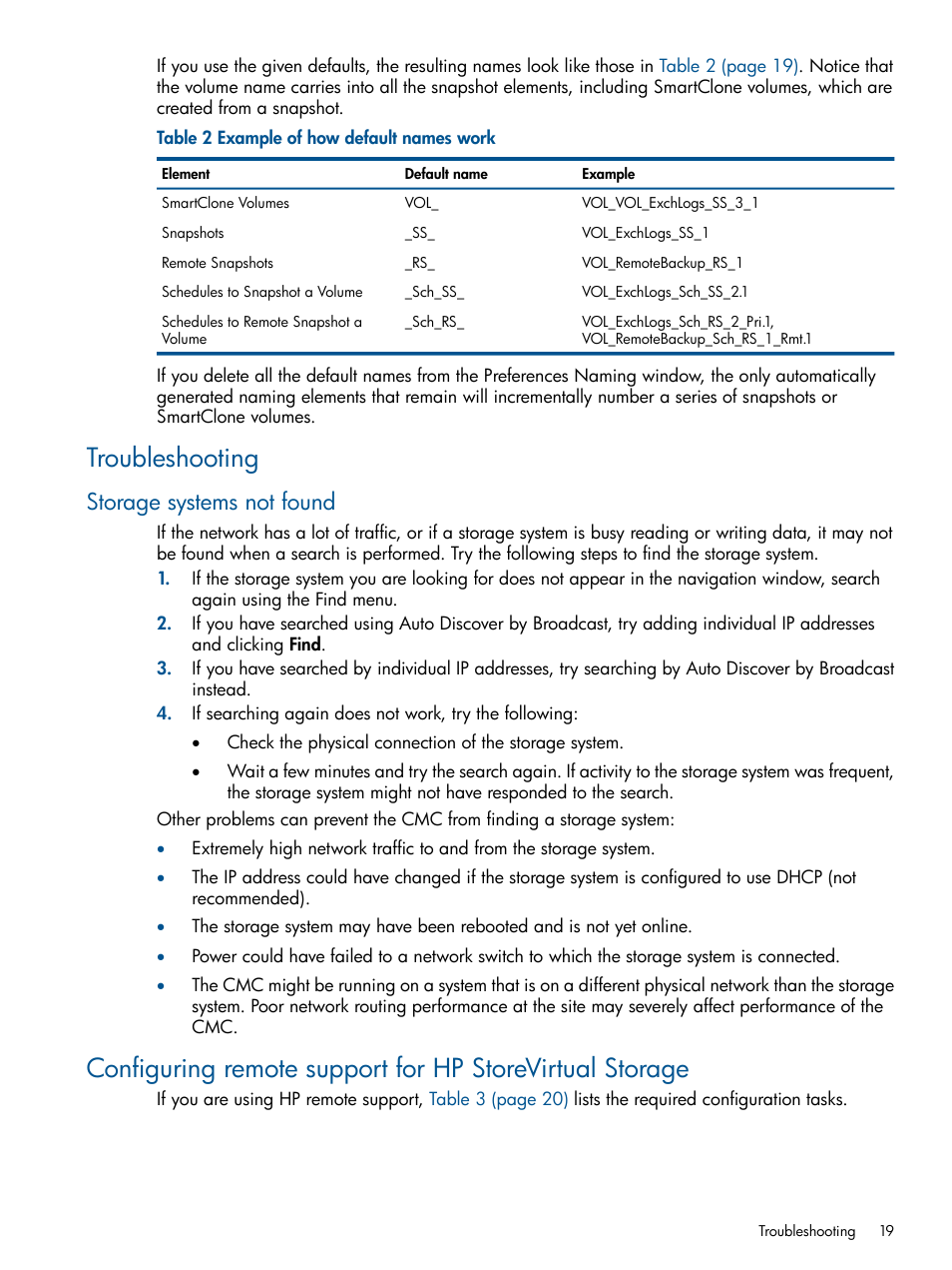 Troubleshooting, Storage systems not found | HP StoreVirtual 4000 Storage User Manual | Page 19 / 288