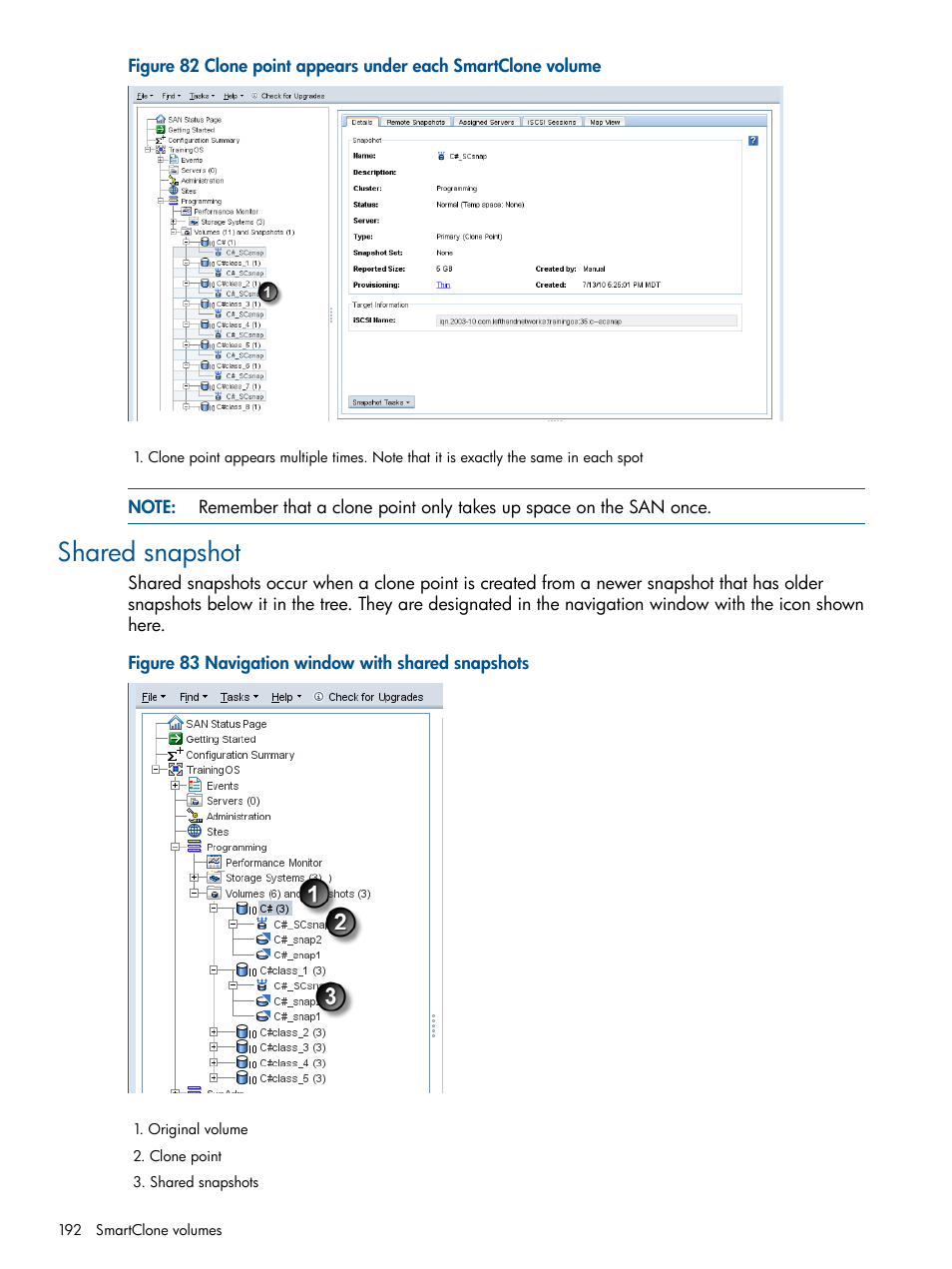 Shared snapshot, Shared | HP StoreVirtual 4000 Storage User Manual | Page 192 / 288