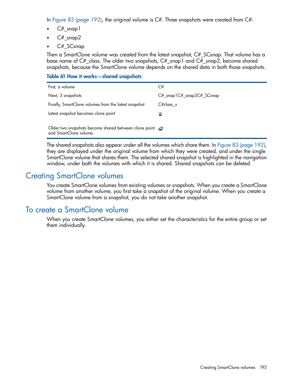 Creating smartclone volumes, To create a smartclone volume | HP StoreVirtual 4000 Storage User Manual | Page 193 / 288