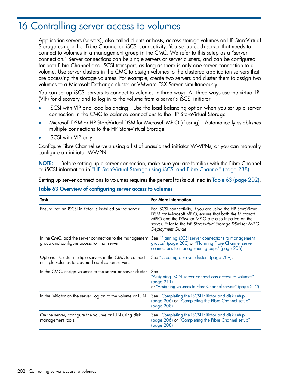 16 controlling server access to volumes | HP StoreVirtual 4000 Storage User Manual | Page 202 / 288