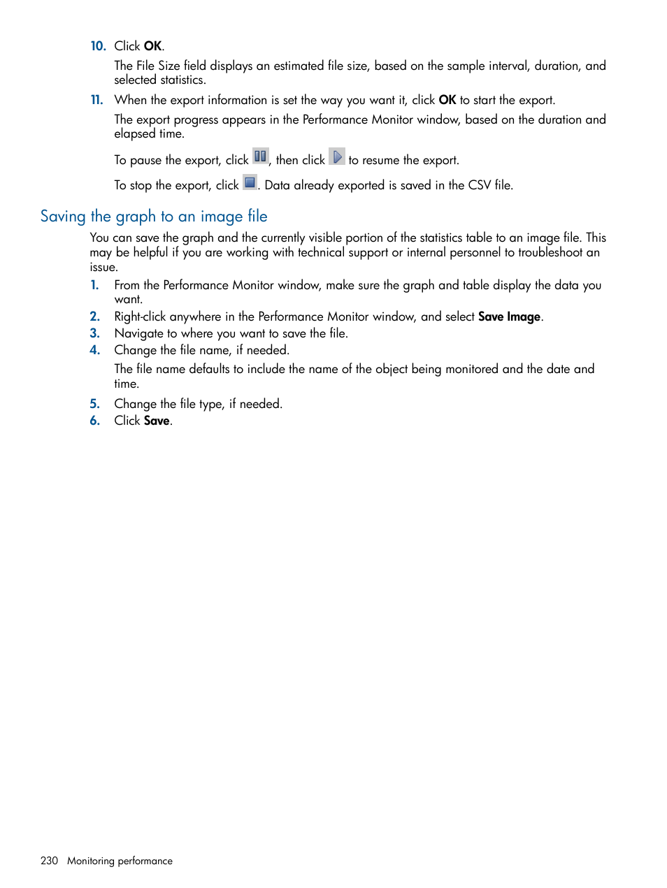 Saving the graph to an image file | HP StoreVirtual 4000 Storage User Manual | Page 230 / 288