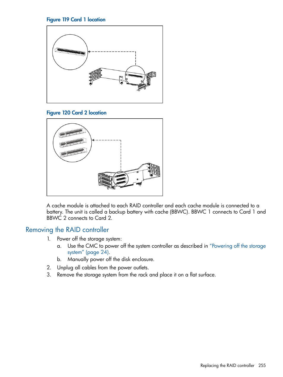 Removing the raid controller | HP StoreVirtual 4000 Storage User Manual | Page 255 / 288