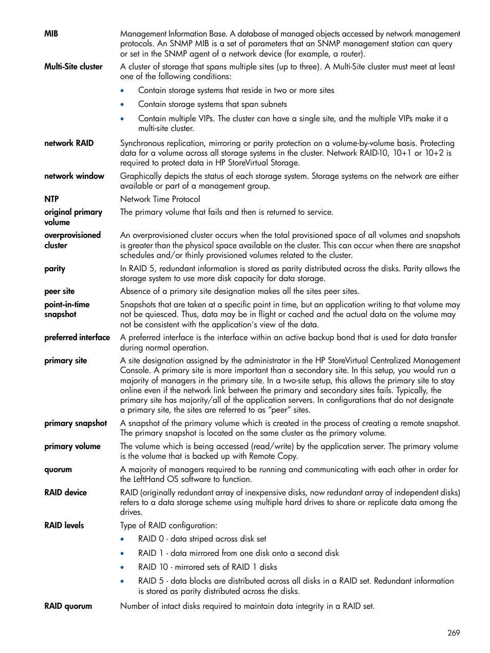HP StoreVirtual 4000 Storage User Manual | Page 269 / 288