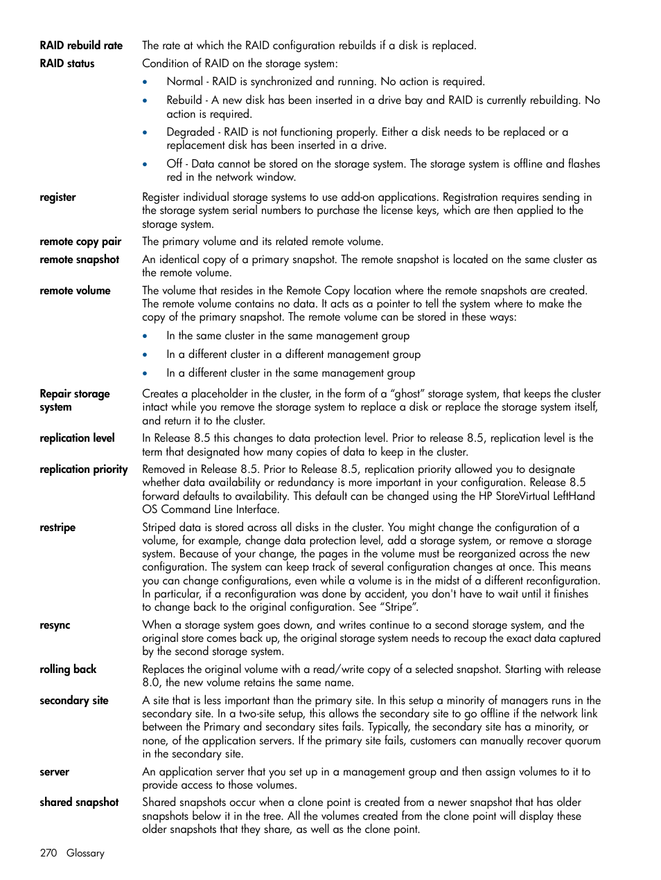 HP StoreVirtual 4000 Storage User Manual | Page 270 / 288