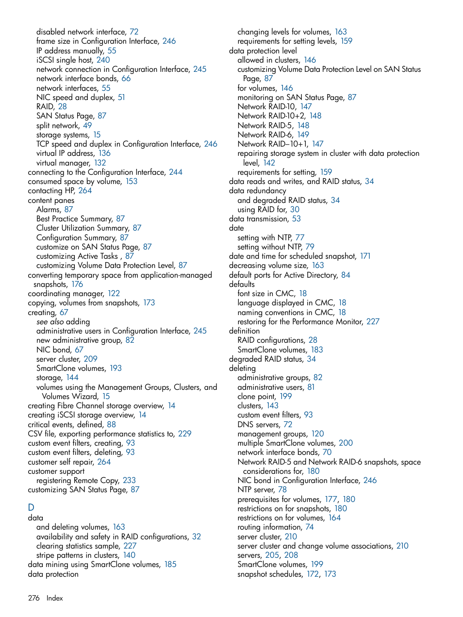 HP StoreVirtual 4000 Storage User Manual | Page 276 / 288