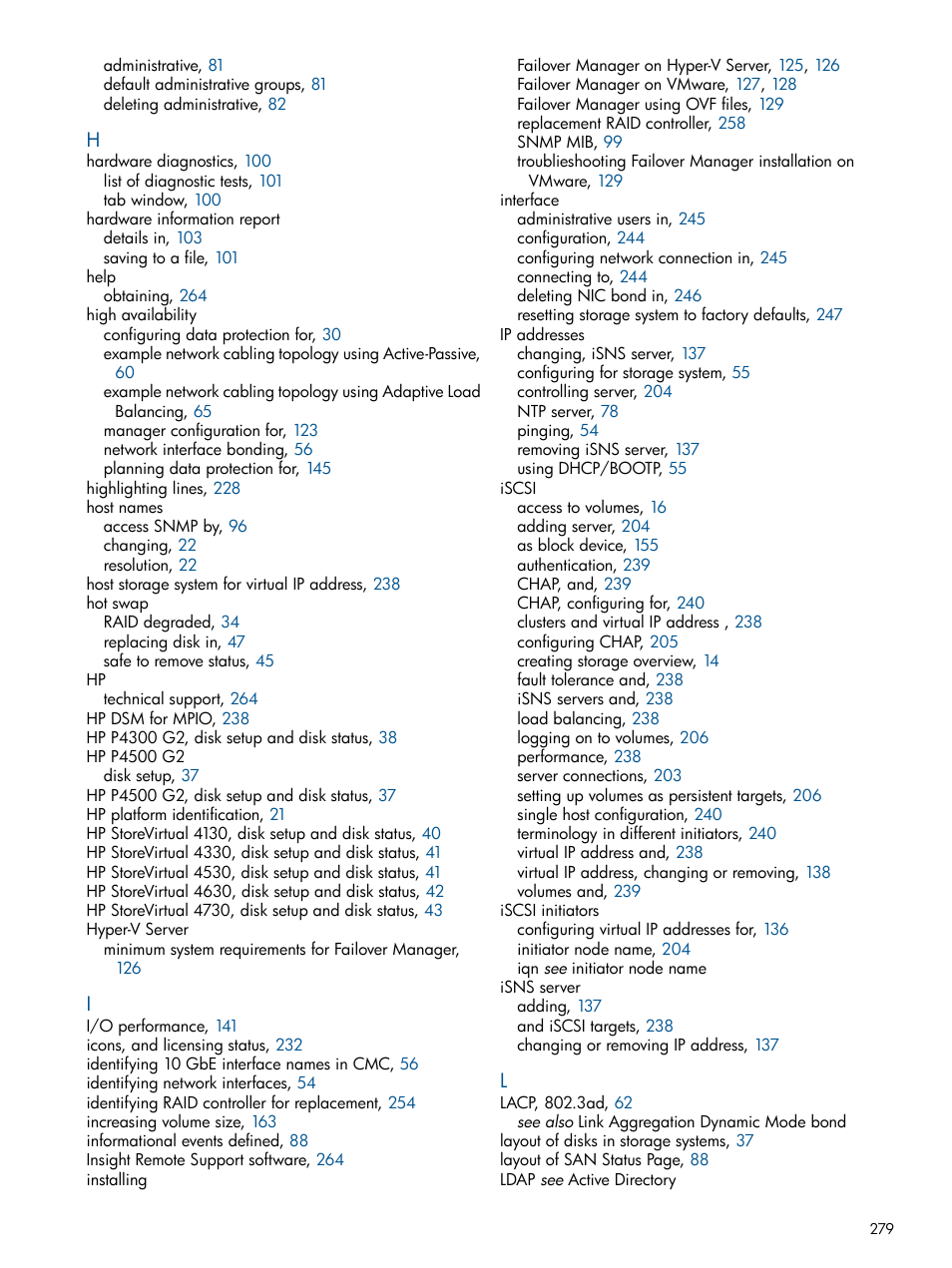 HP StoreVirtual 4000 Storage User Manual | Page 279 / 288