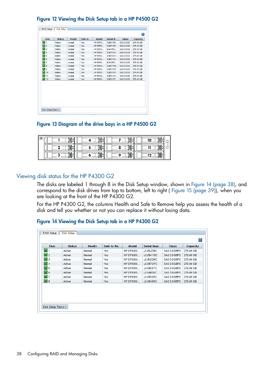 Viewing disk status for the hp p4300 g2 | HP StoreVirtual 4000 Storage User Manual | Page 38 / 288