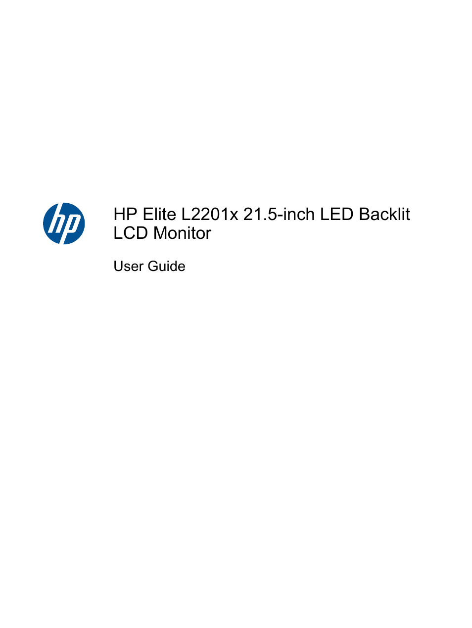 HP Elite L2201x 21.5-inch LED Backlit LCD Monitor User Manual | 28 pages
