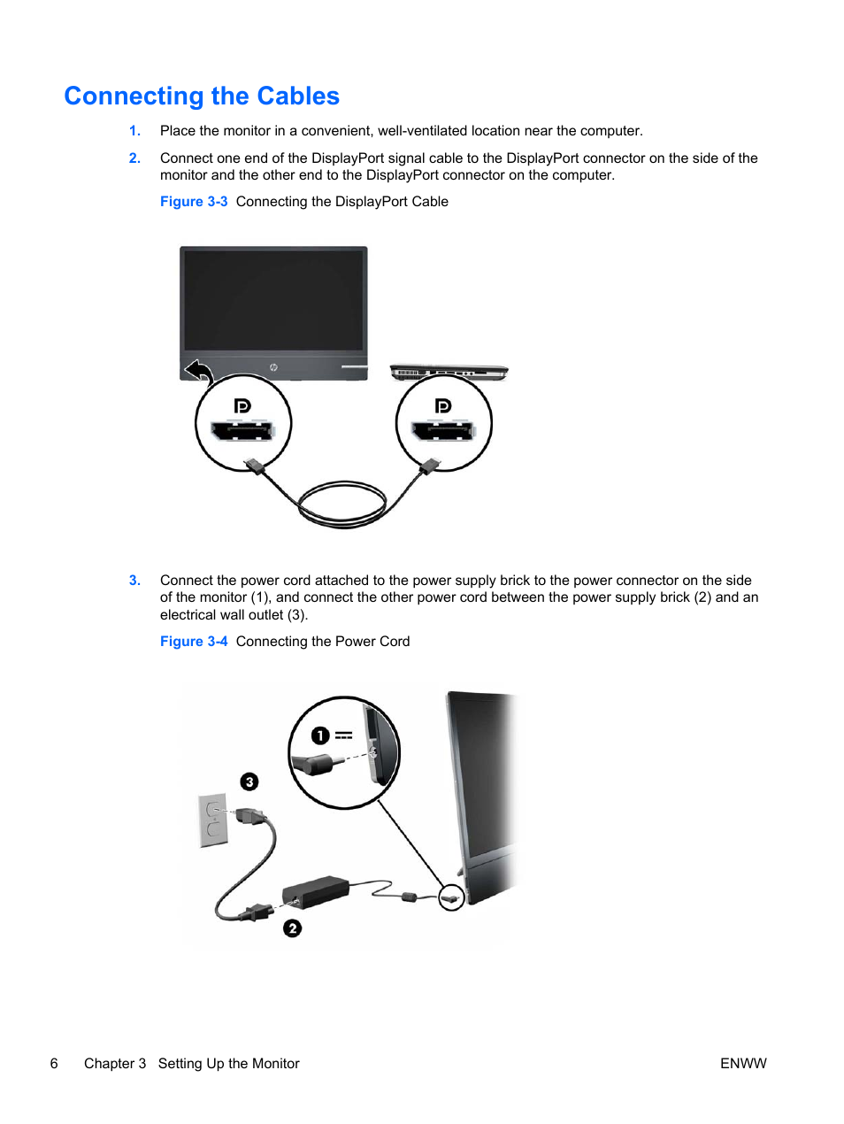 Connecting the cables | HP Elite L2201x 21.5-inch LED Backlit LCD Monitor User Manual | Page 12 / 28