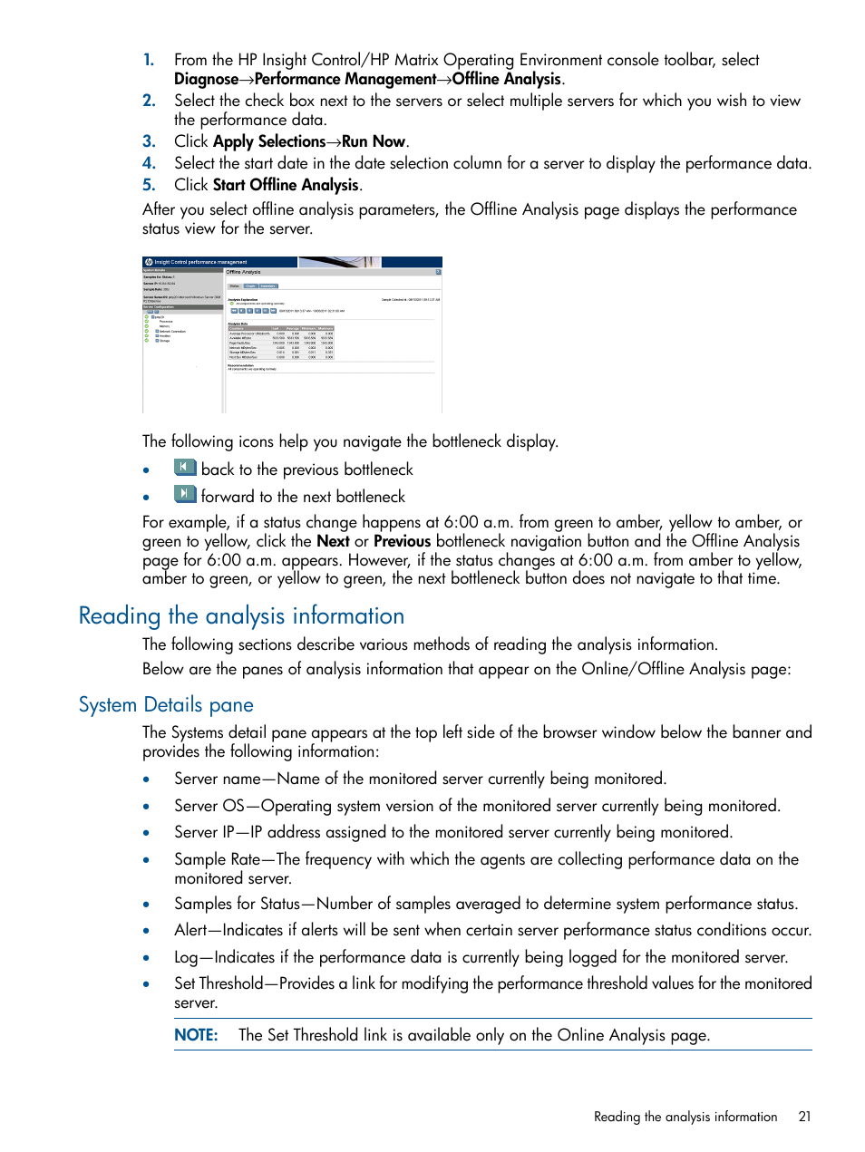 Reading the analysis information, System details pane | HP Insight Control User Manual | Page 21 / 75