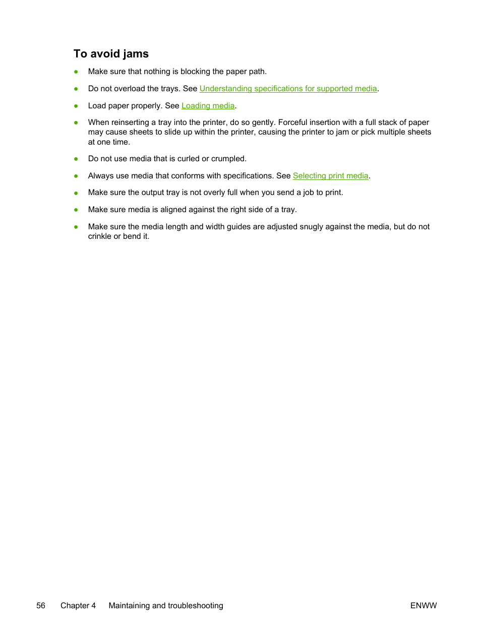 To avoid jams | HP Officejet Pro K550 Printer User Manual | Page 64 / 138