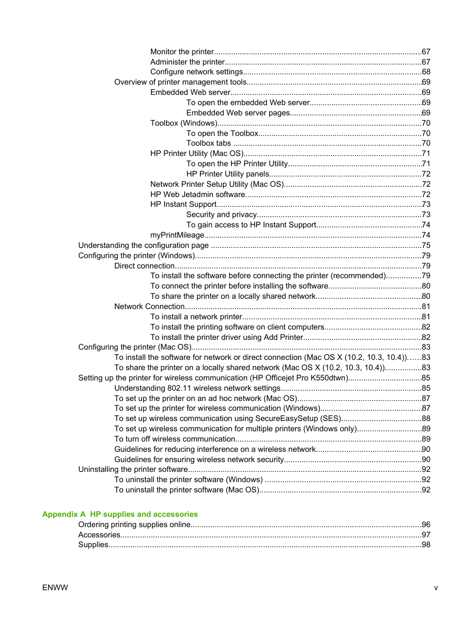 HP Officejet Pro K550 Printer User Manual | Page 7 / 138