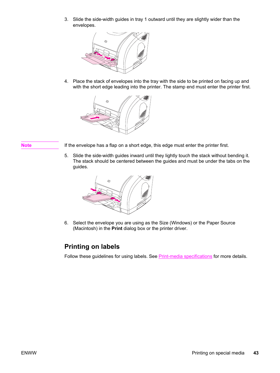 Printing on labels | HP Color LaserJet 2550 Printer series User Manual | Page 53 / 176