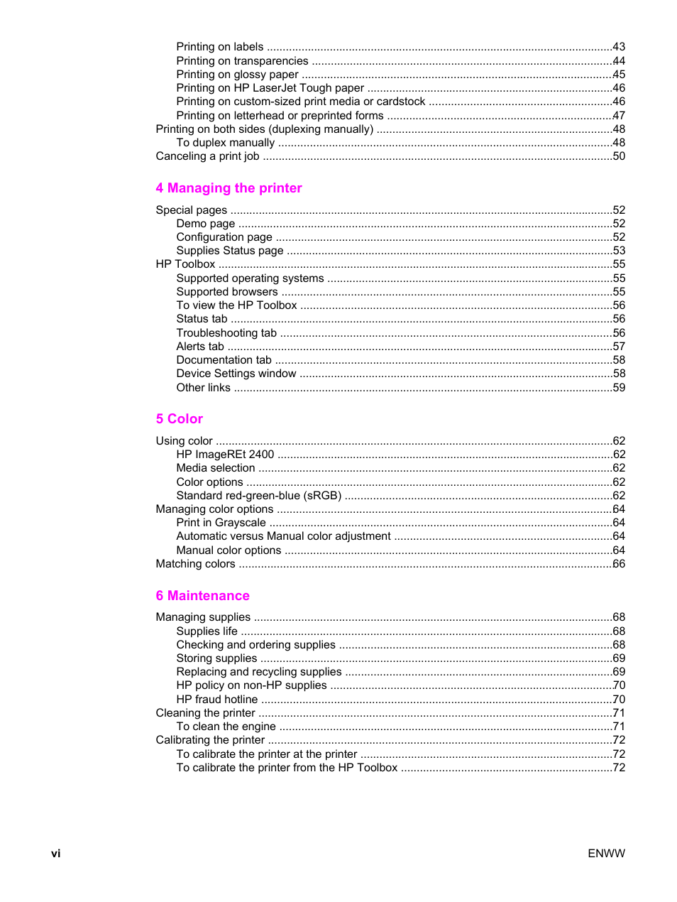 HP Color LaserJet 2550 Printer series User Manual | Page 8 / 176