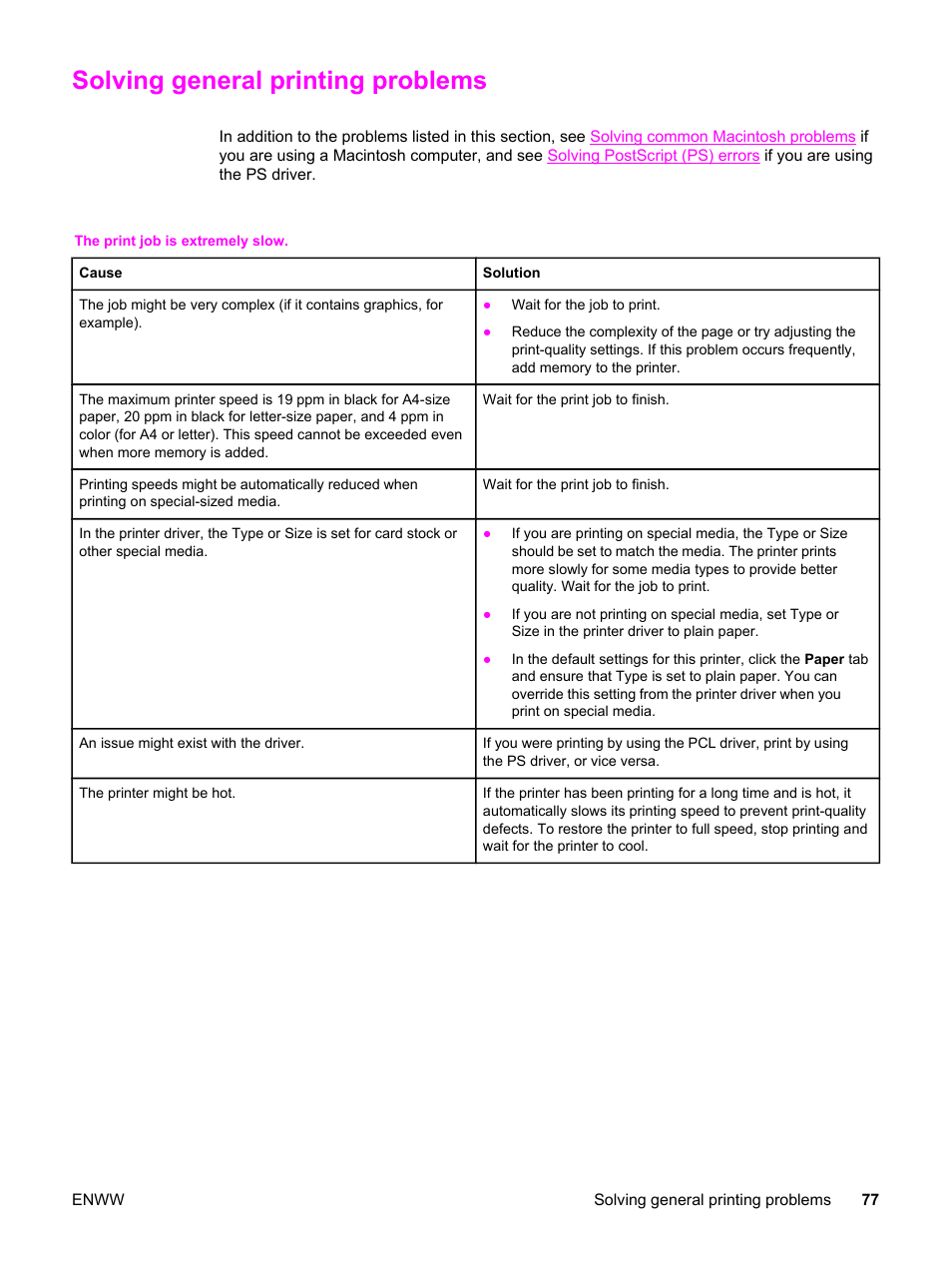 Solving general printing problems | HP Color LaserJet 2550 Printer series User Manual | Page 87 / 176