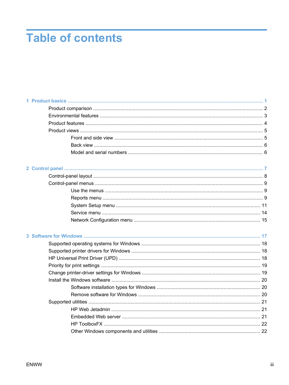 HP Color LaserJet Professional CP5225 Printer series User Manual | Page 5 / 168