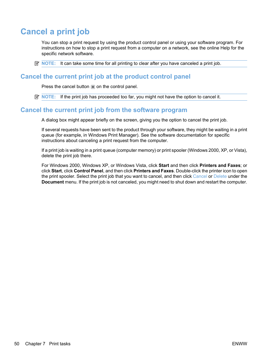 Cancel a print job | HP Color LaserJet Professional CP5225 Printer series User Manual | Page 62 / 168
