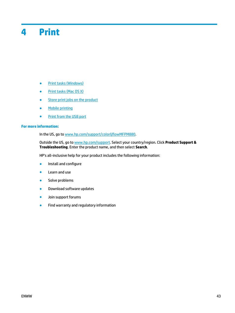 Print, 4 print, 4print | HP Color LaserJet Enterprise flow M880 Multifunction Printer series User Manual | Page 53 / 202