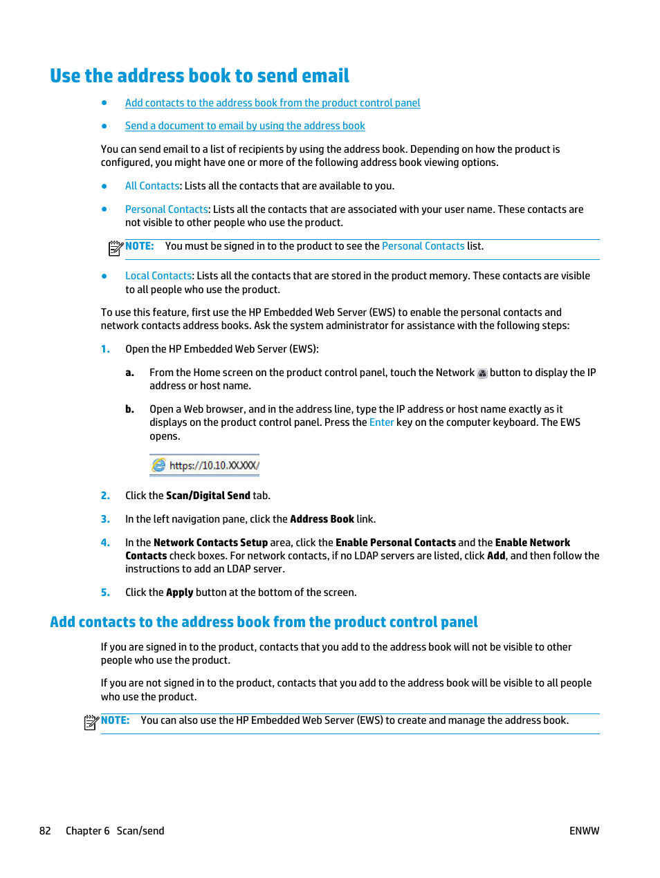 Use the address book to send email | HP Color LaserJet Enterprise flow M880 Multifunction Printer series User Manual | Page 92 / 202