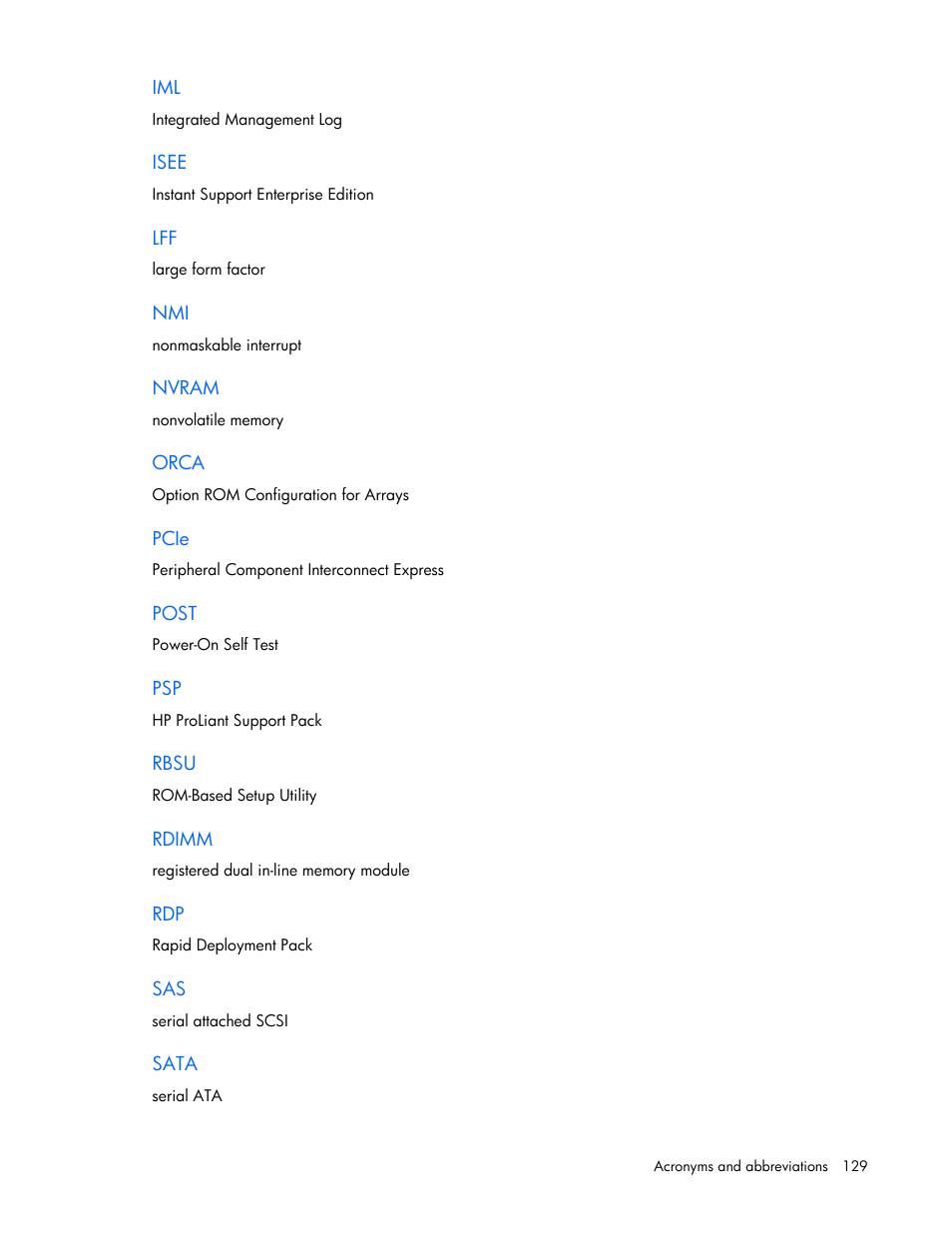 HP ProLiant DL380p Gen8 Server User Manual | Page 129 / 134