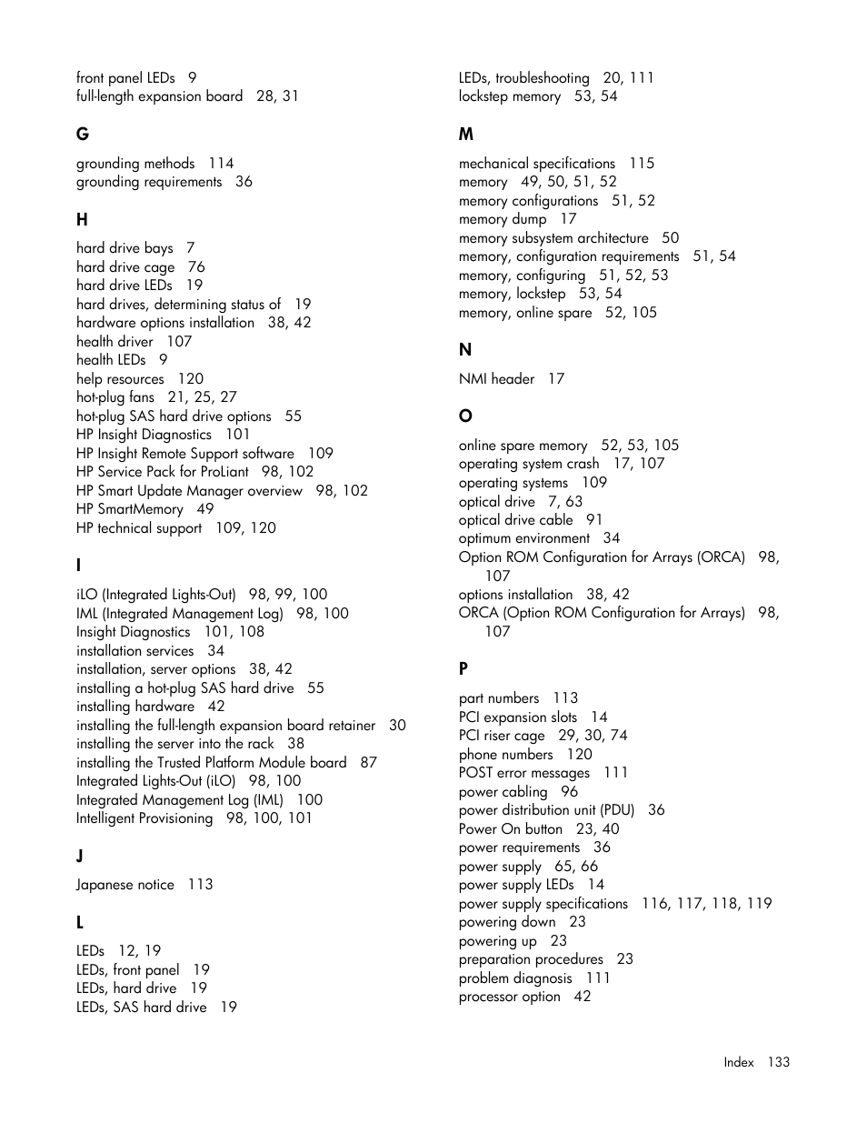 HP ProLiant DL380p Gen8 Server User Manual | Page 133 / 134