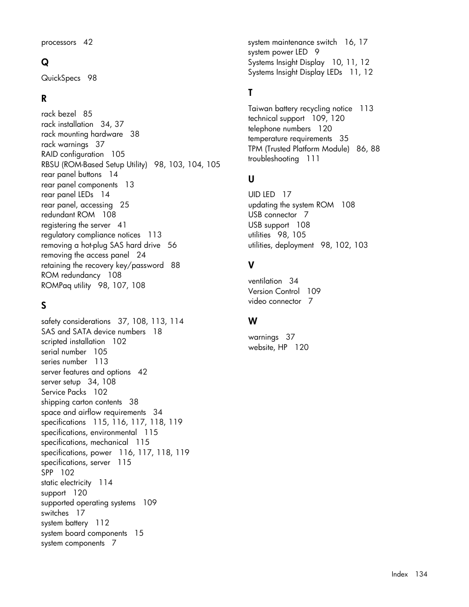 HP ProLiant DL380p Gen8 Server User Manual | Page 134 / 134