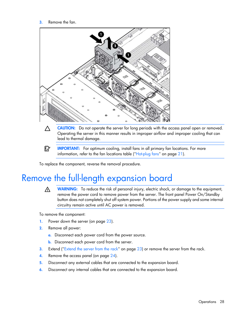 Remove the full-length expansion board | HP ProLiant DL380p Gen8 Server User Manual | Page 28 / 134