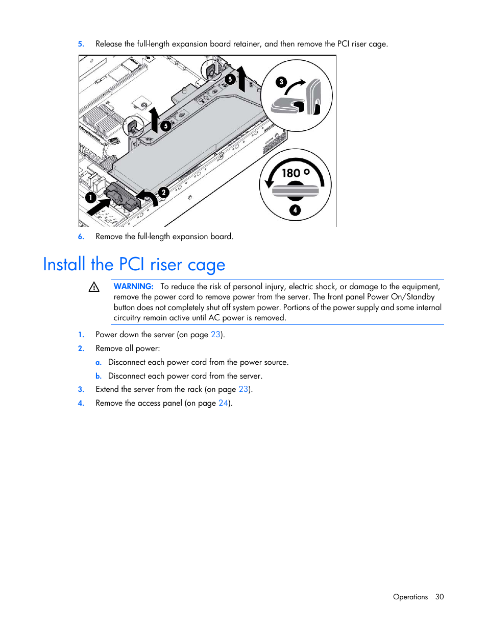 Install the pci riser cage | HP ProLiant DL380p Gen8 Server User Manual | Page 30 / 134